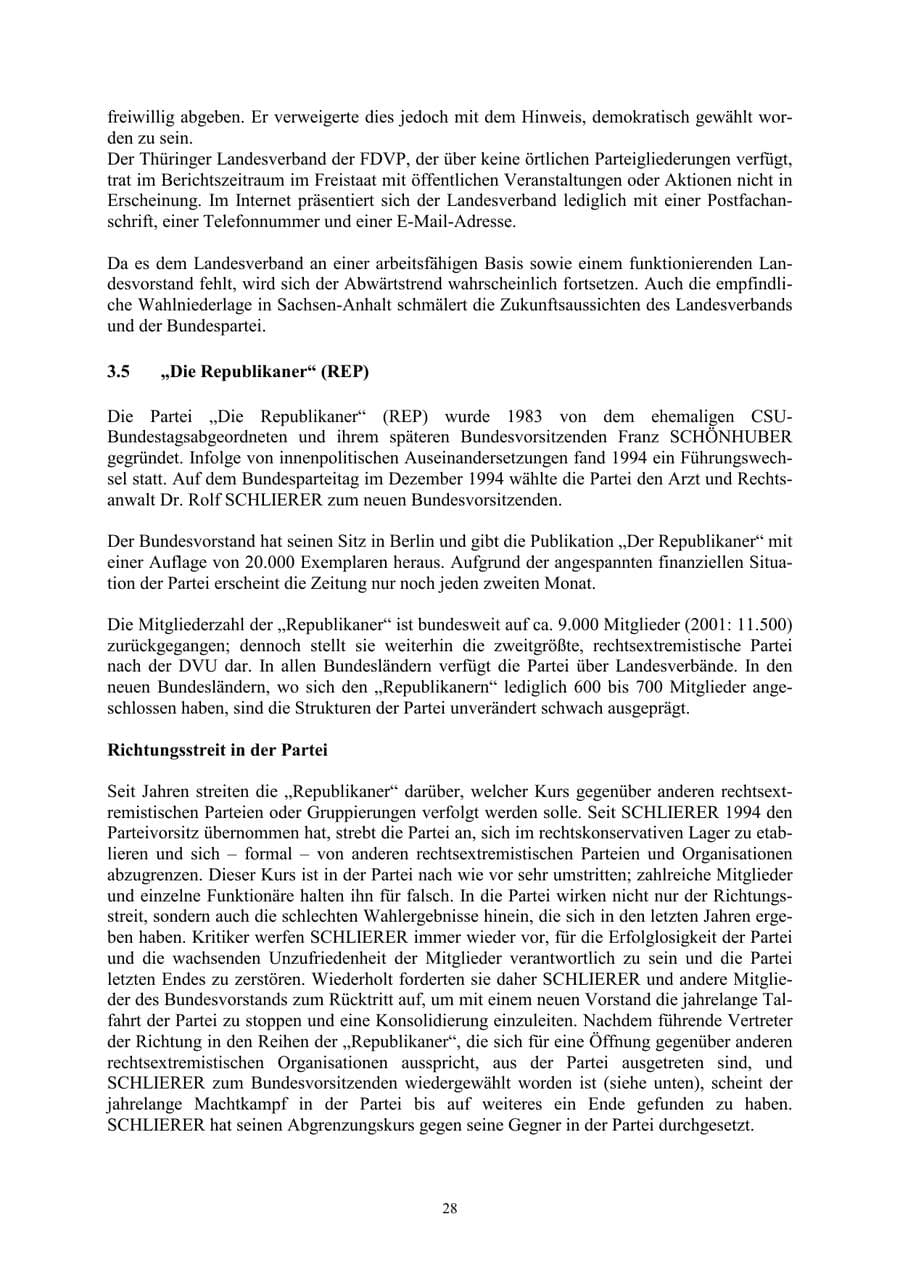 Seite 28 des Verfassungsschutzbericht 2002 Thüringen