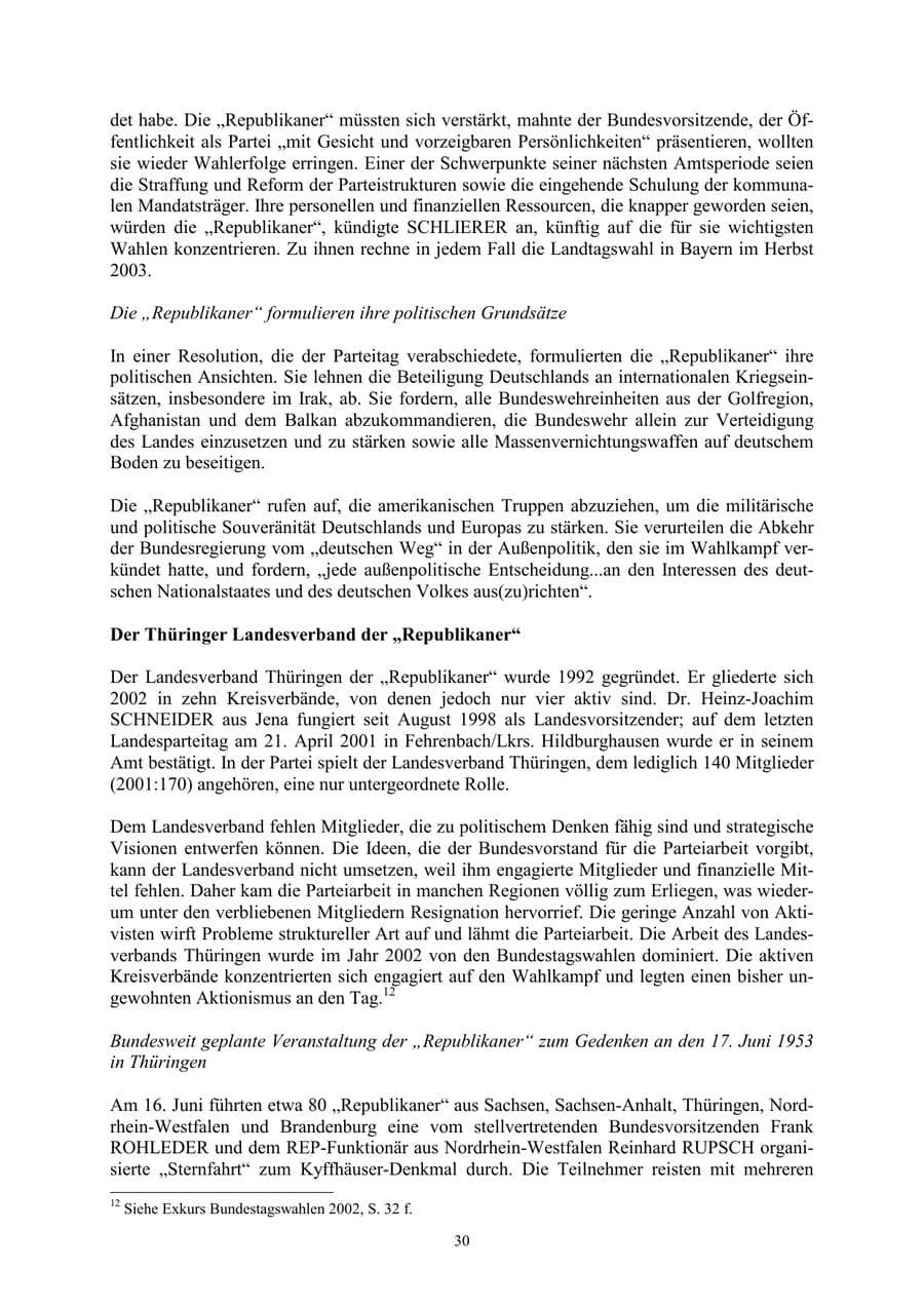 Seite 30 des Verfassungsschutzbericht 2002 Thüringen