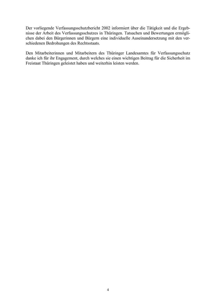 Seite 4 des Verfassungsschutzbericht 2002 Thüringen
