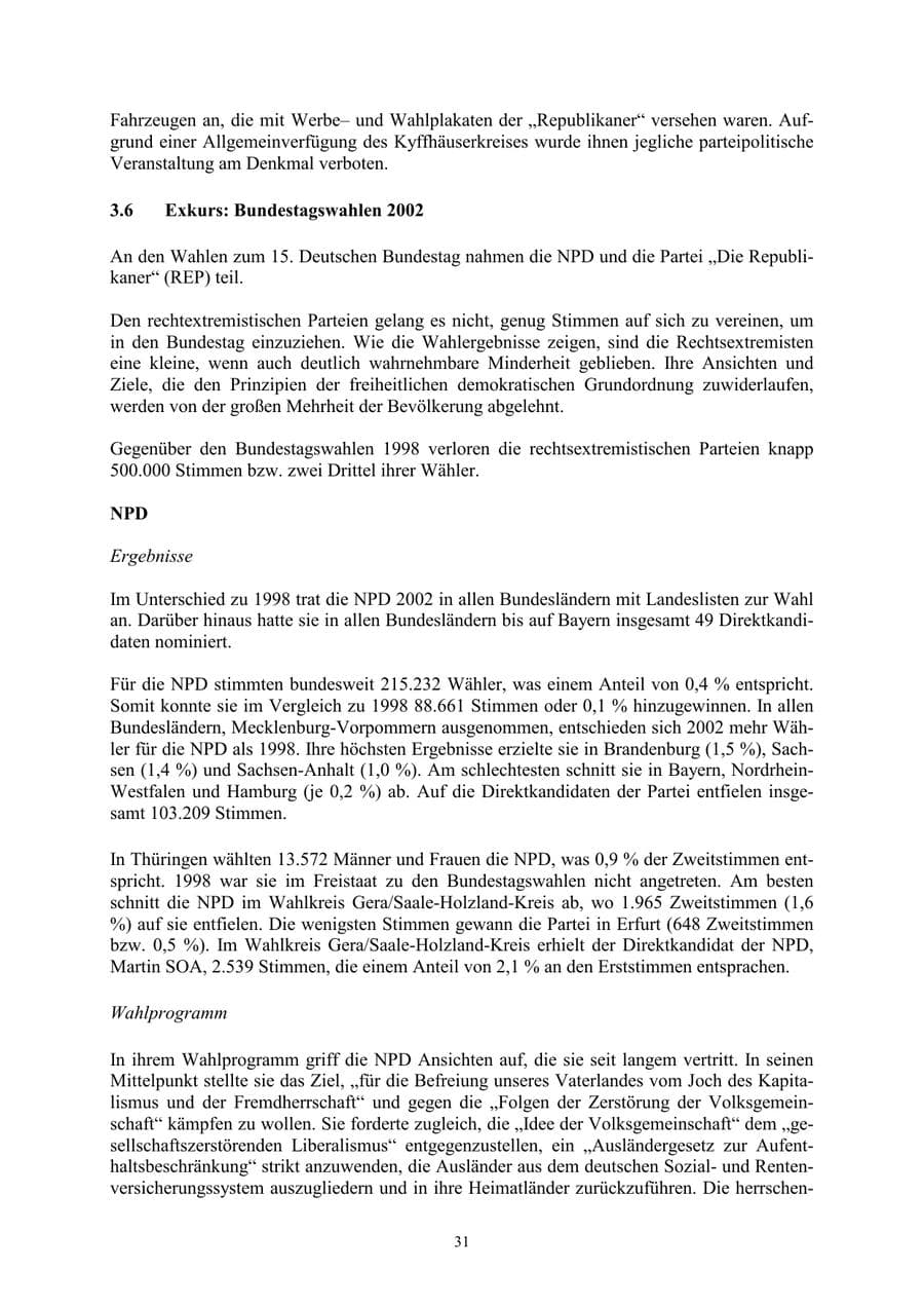 Seite 31 des Verfassungsschutzbericht 2002 Thüringen