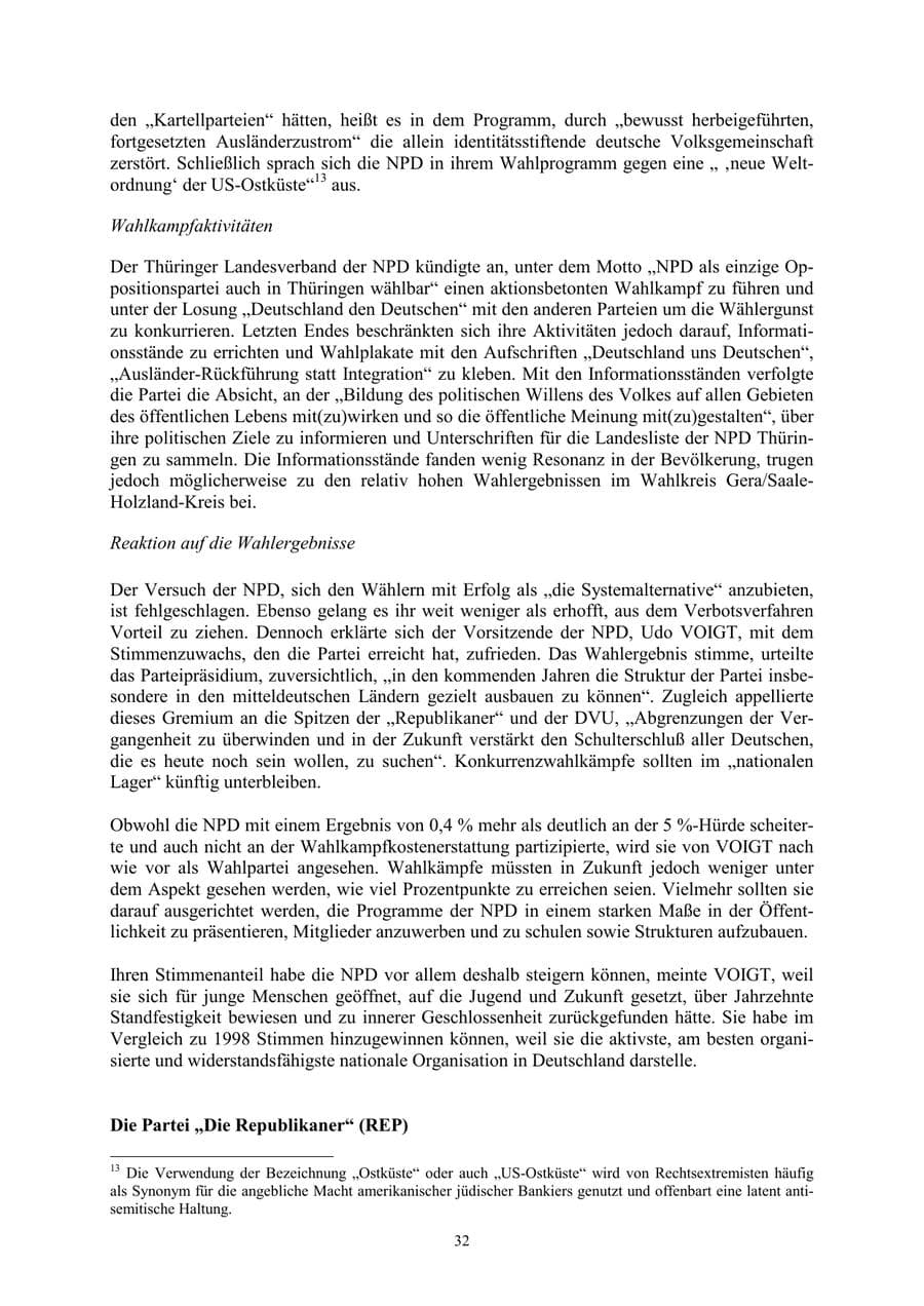 Seite 32 des Verfassungsschutzbericht 2002 Thüringen