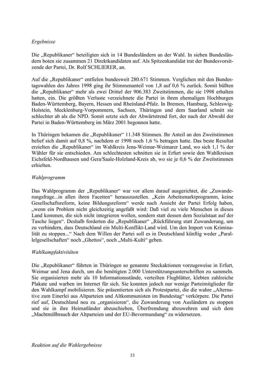 Seite 33 des Verfassungsschutzbericht 2002 Thüringen