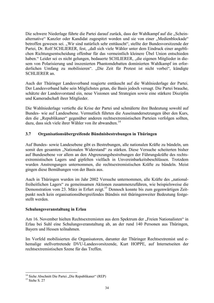 Seite 34 des Verfassungsschutzbericht 2002 Thüringen