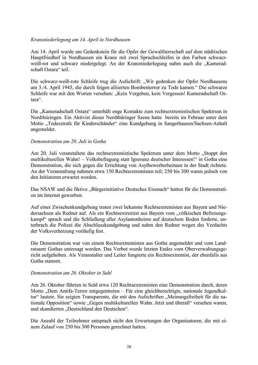 Seite 38 des Verfassungsschutzbericht 2002 Thüringen