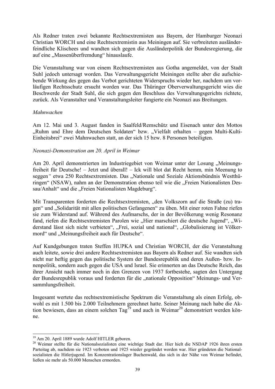 Seite 39 des Verfassungsschutzbericht 2002 Thüringen