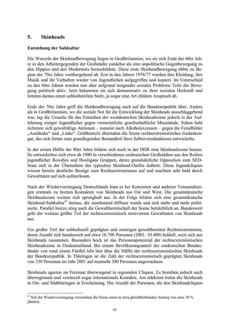 Seite 41 des Verfassungsschutzbericht 2002 Thüringen