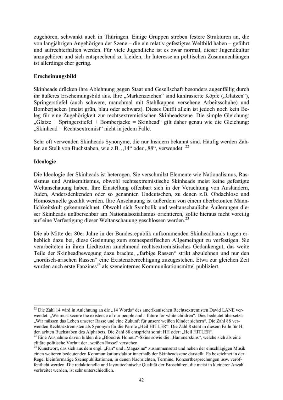 Seite 42 des Verfassungsschutzbericht 2002 Thüringen