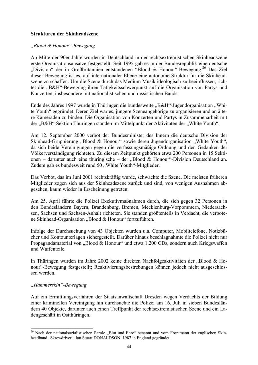 Seite 44 des Verfassungsschutzbericht 2002 Thüringen