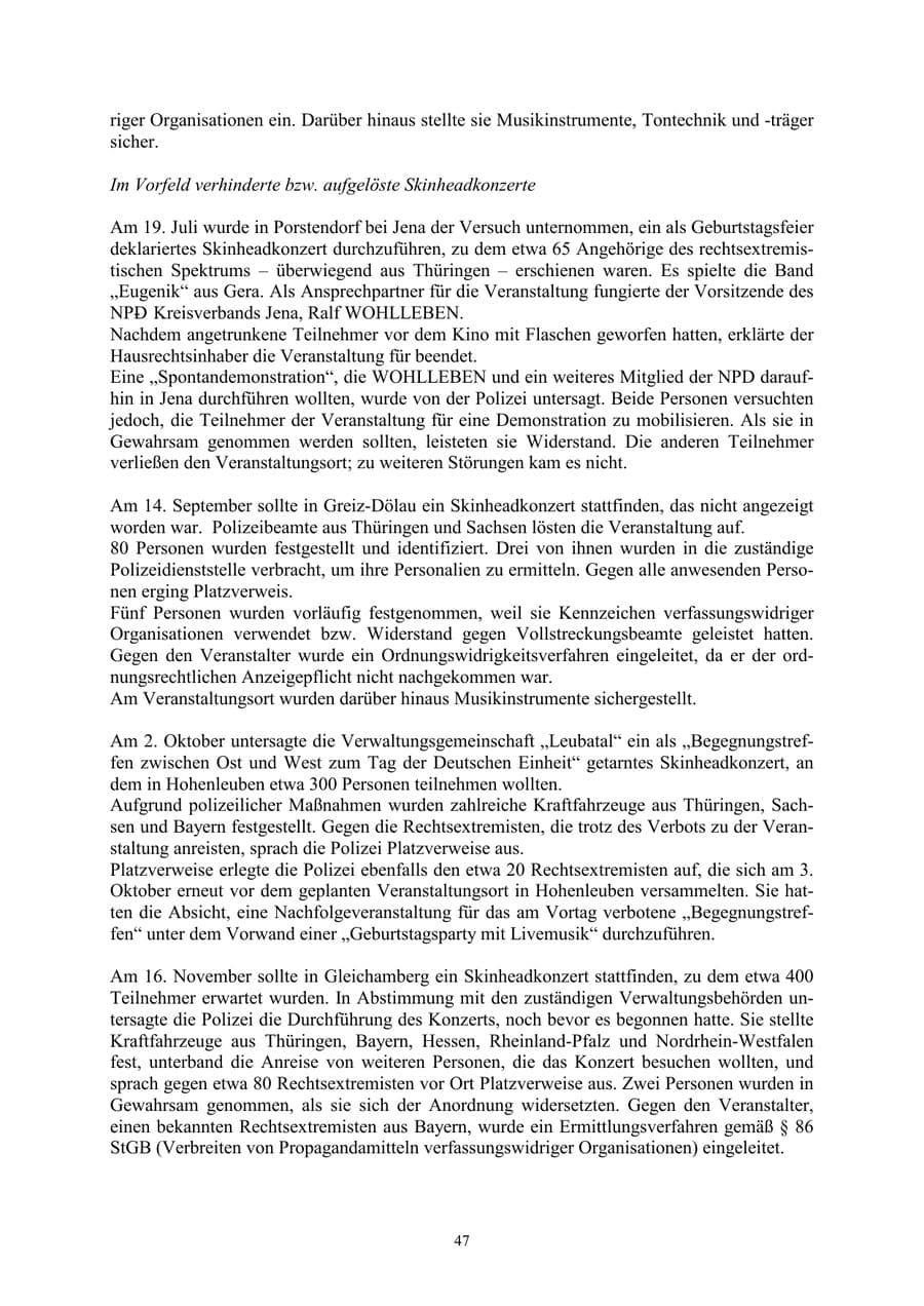 Seite 47 des Verfassungsschutzbericht 2002 Thüringen