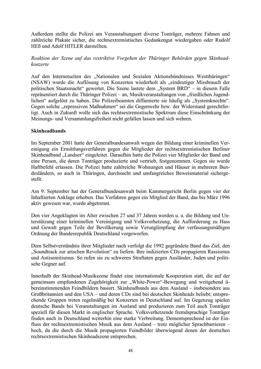 Seite 48 des Verfassungsschutzbericht 2002 Thüringen