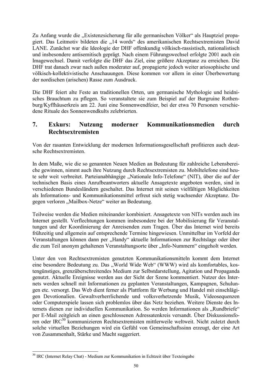 Seite 50 des Verfassungsschutzbericht 2002 Thüringen