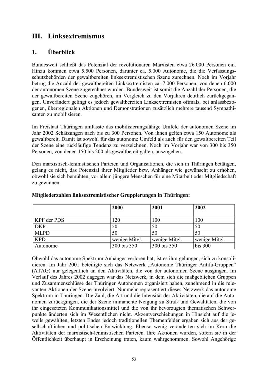 Seite 53 des Verfassungsschutzbericht 2002 Thüringen