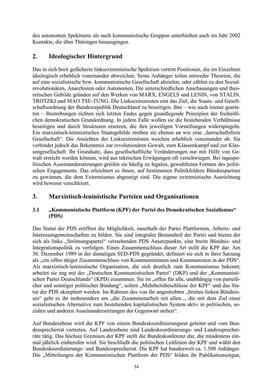 Seite 54 des Verfassungsschutzbericht 2002 Thüringen