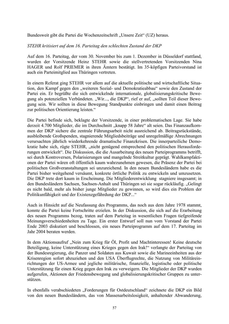 Seite 57 des Verfassungsschutzbericht 2002 Thüringen