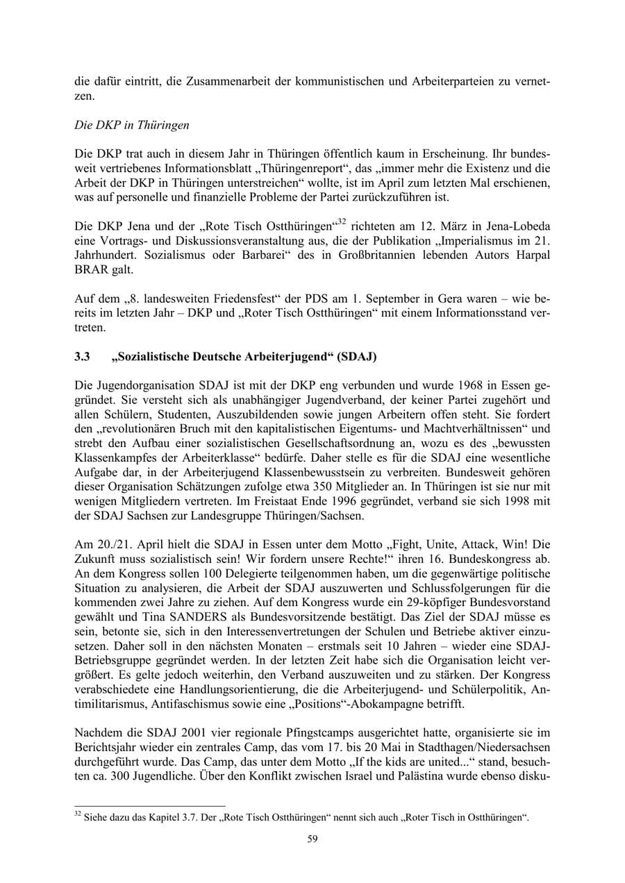 Seite 59 des Verfassungsschutzbericht 2002 Thüringen