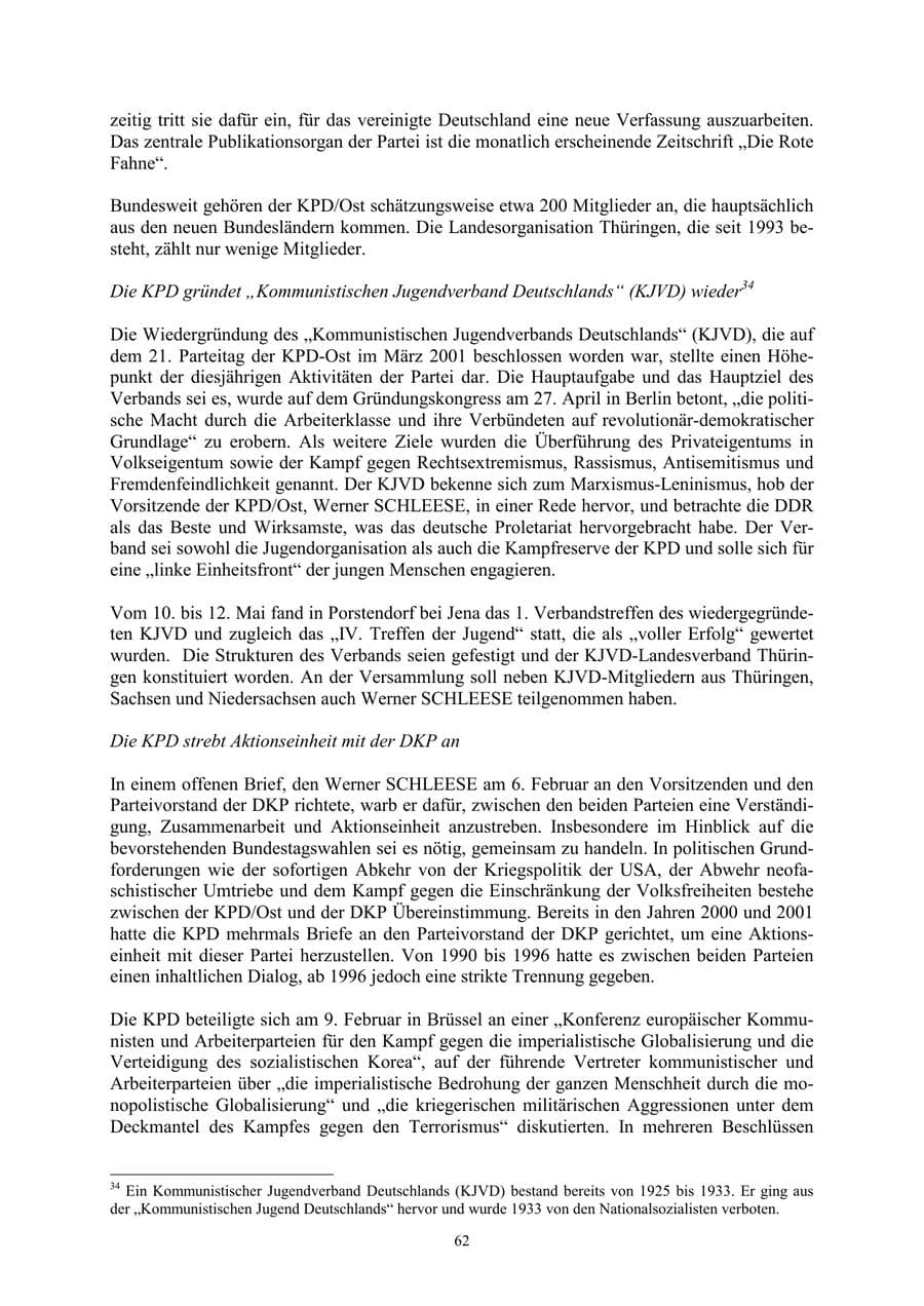 Seite 62 des Verfassungsschutzbericht 2002 Thüringen