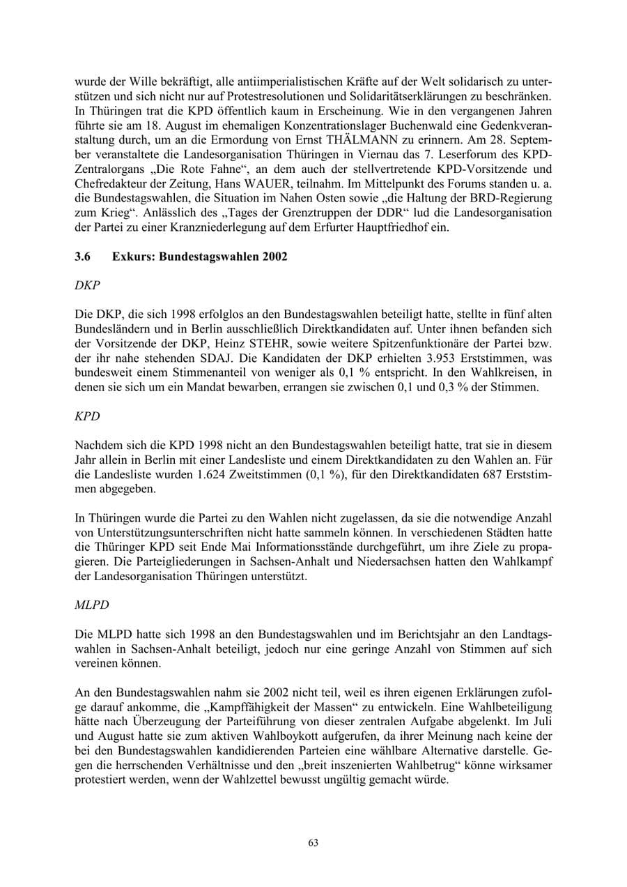 Seite 63 des Verfassungsschutzbericht 2002 Thüringen
