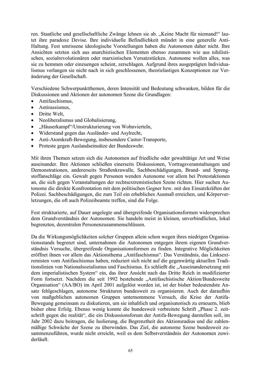 Seite 65 des Verfassungsschutzbericht 2002 Thüringen