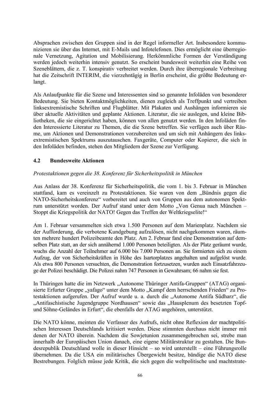 Seite 66 des Verfassungsschutzbericht 2002 Thüringen