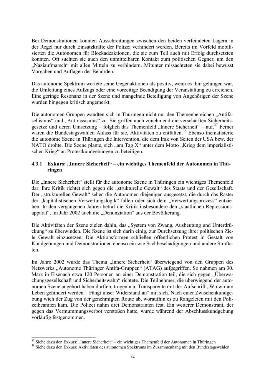 Seite 72 des Verfassungsschutzbericht 2002 Thüringen