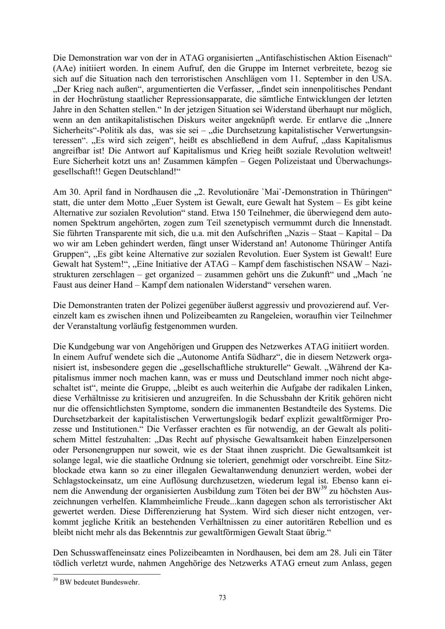 Seite 73 des Verfassungsschutzbericht 2002 Thüringen