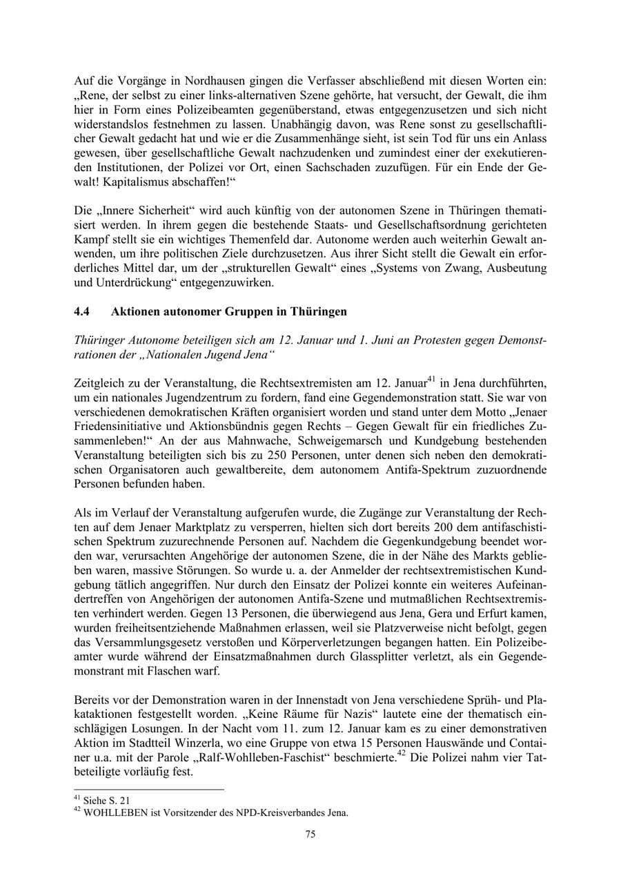 Seite 75 des Verfassungsschutzbericht 2002 Thüringen
