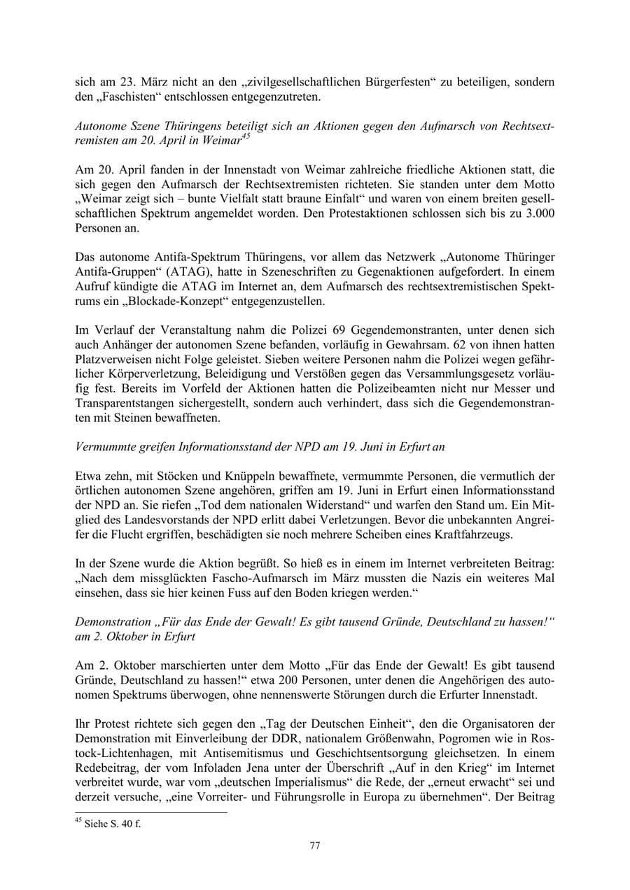 Seite 77 des Verfassungsschutzbericht 2002 Thüringen