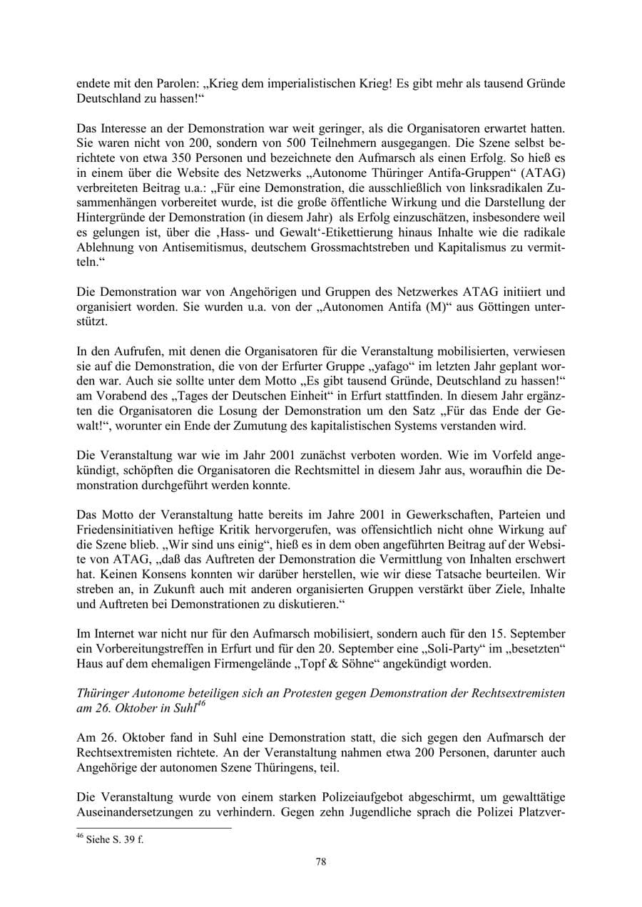 Seite 78 des Verfassungsschutzbericht 2002 Thüringen