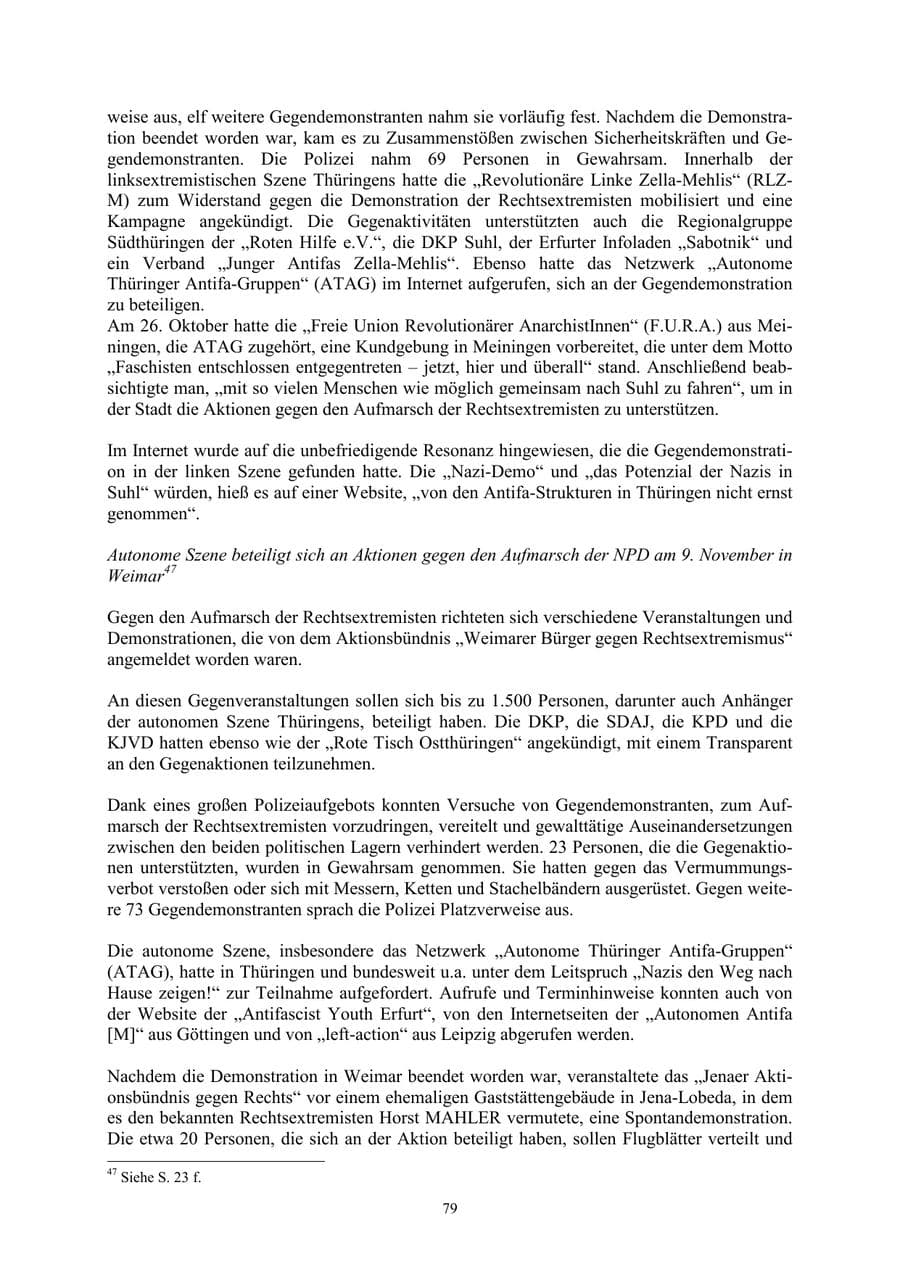 Seite 79 des Verfassungsschutzbericht 2002 Thüringen