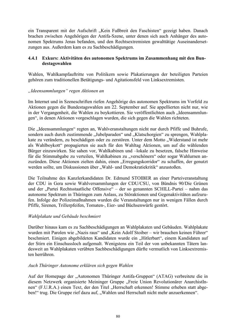 Seite 80 des Verfassungsschutzbericht 2002 Thüringen