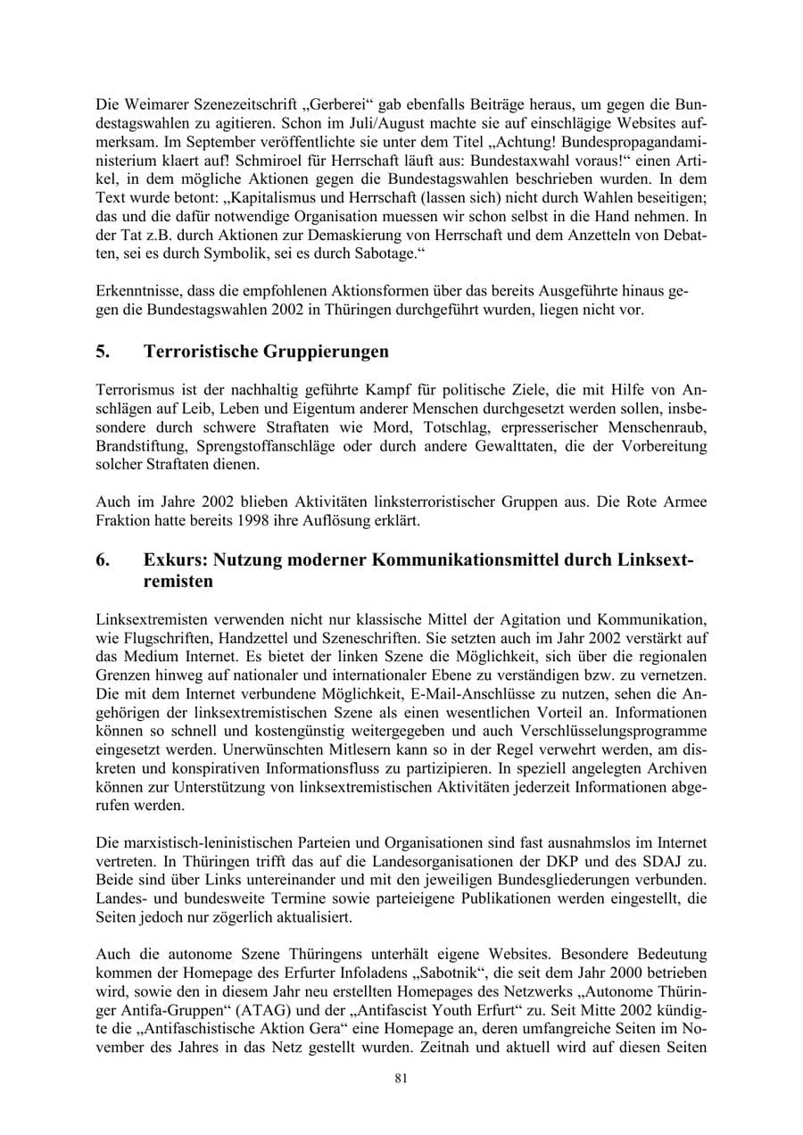 Seite 81 des Verfassungsschutzbericht 2002 Thüringen