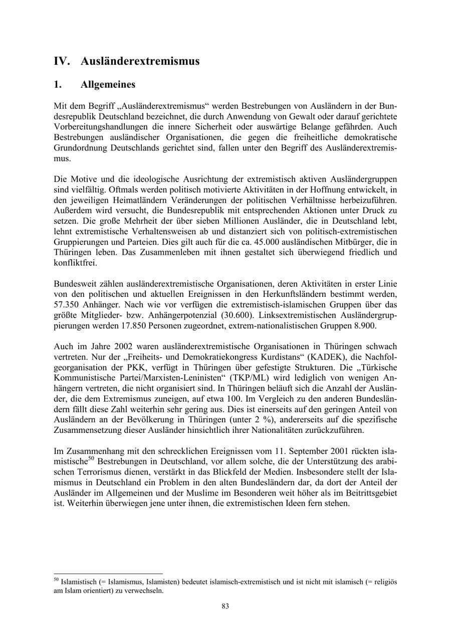 Seite 83 des Verfassungsschutzbericht 2002 Thüringen