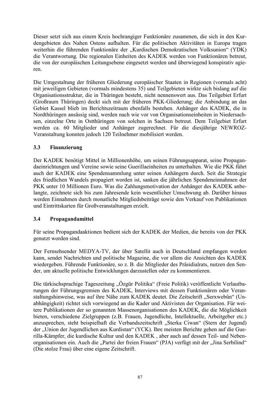Seite 87 des Verfassungsschutzbericht 2002 Thüringen