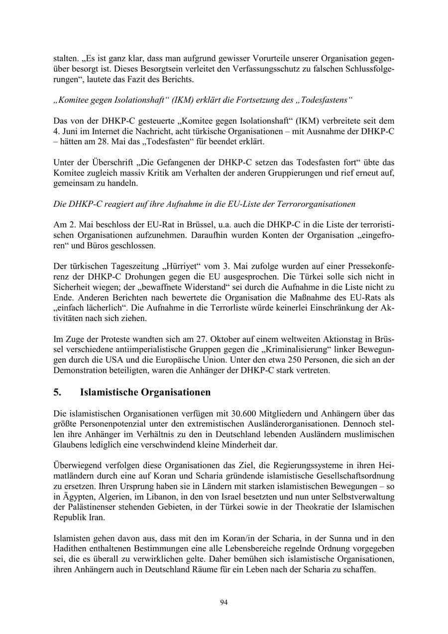 Seite 94 des Verfassungsschutzbericht 2002 Thüringen