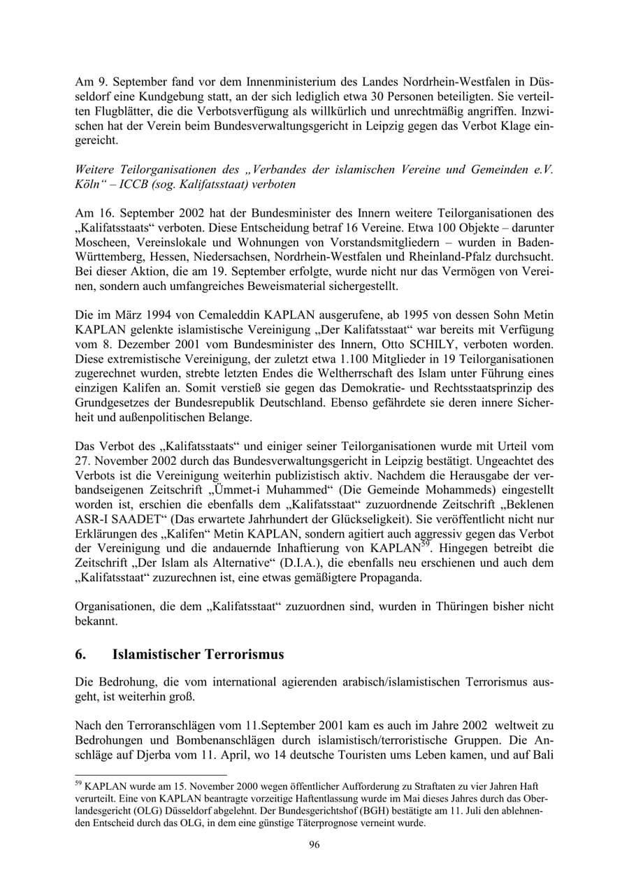 Seite 96 des Verfassungsschutzbericht 2002 Thüringen