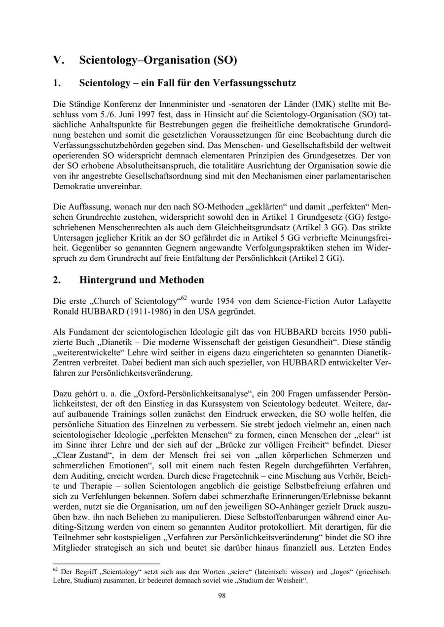 Seite 98 des Verfassungsschutzbericht 2002 Thüringen