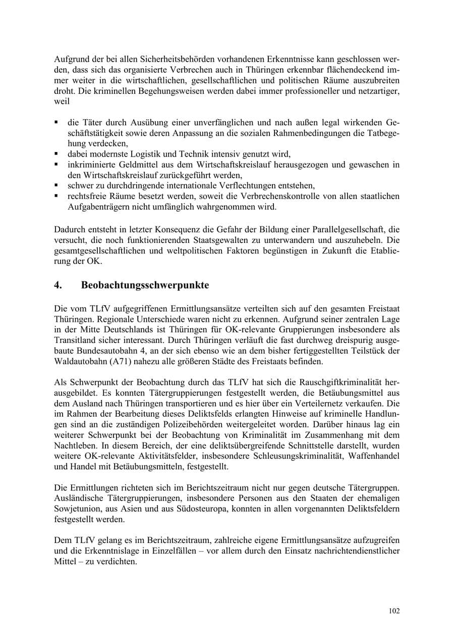 Seite 102 des Verfassungsschutzbericht 2003 Thüringen