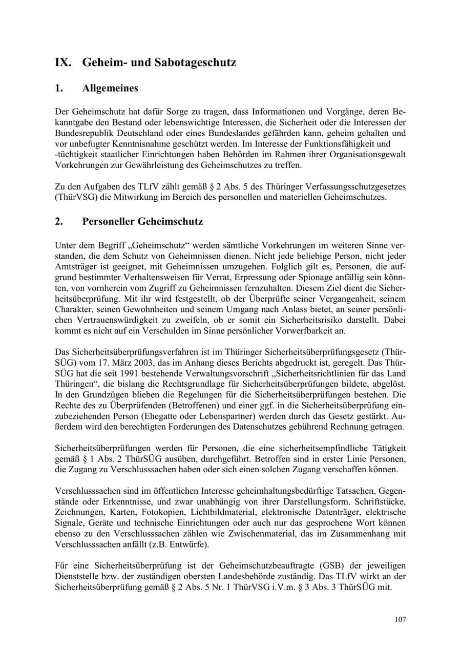 Seite 107 des Verfassungsschutzbericht 2003 Thüringen