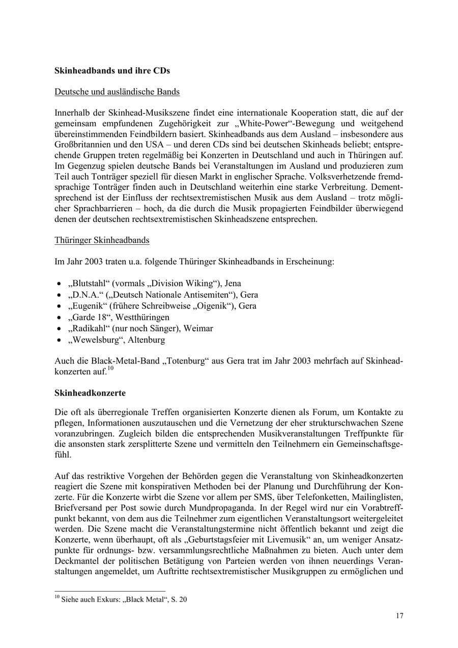 Seite 17 des Verfassungsschutzbericht 2003 Thüringen