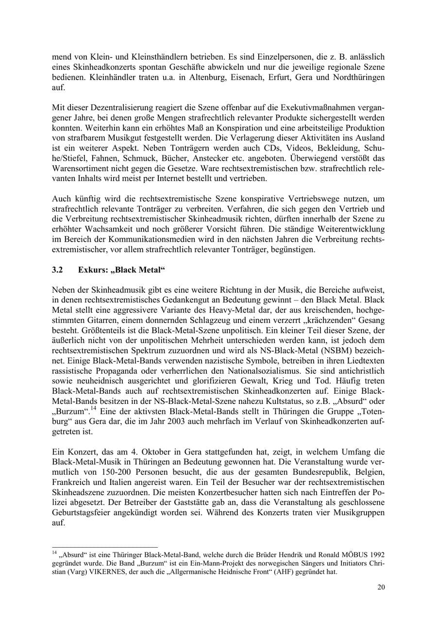 Seite 20 des Verfassungsschutzbericht 2003 Thüringen
