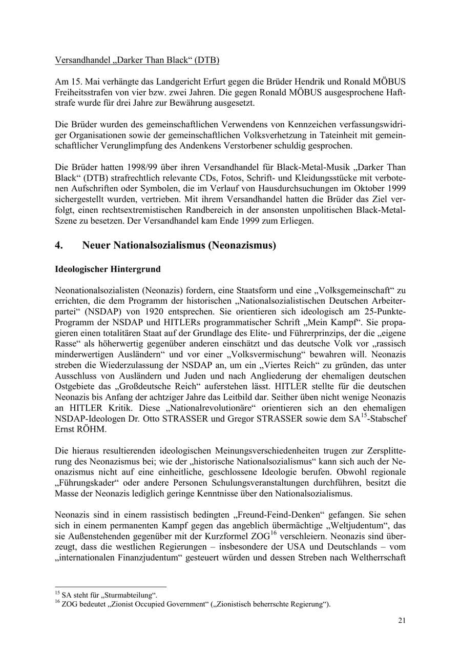 Seite 21 des Verfassungsschutzbericht 2003 Thüringen