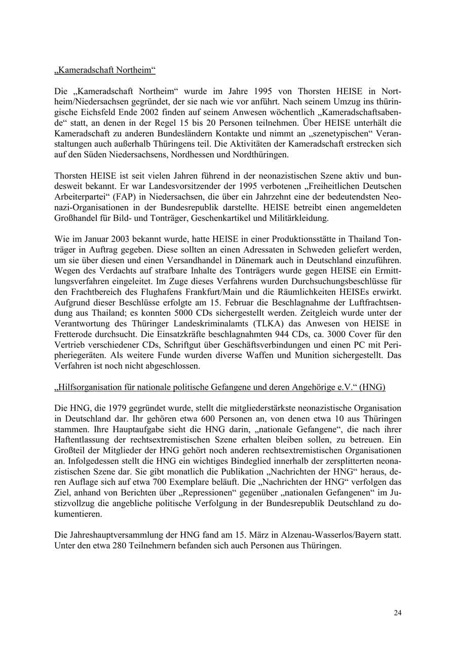 Seite 24 des Verfassungsschutzbericht 2003 Thüringen