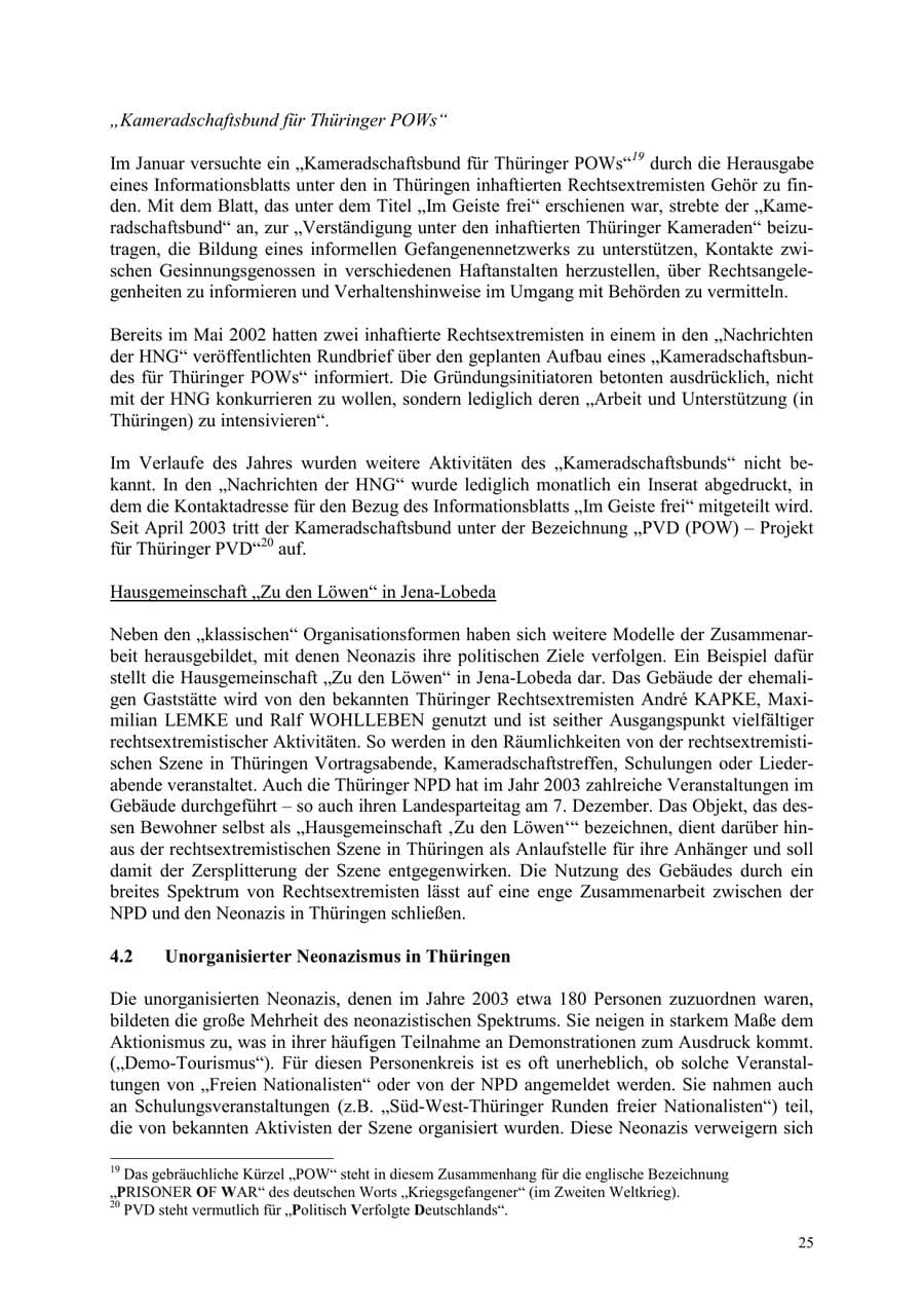 Seite 25 des Verfassungsschutzbericht 2003 Thüringen