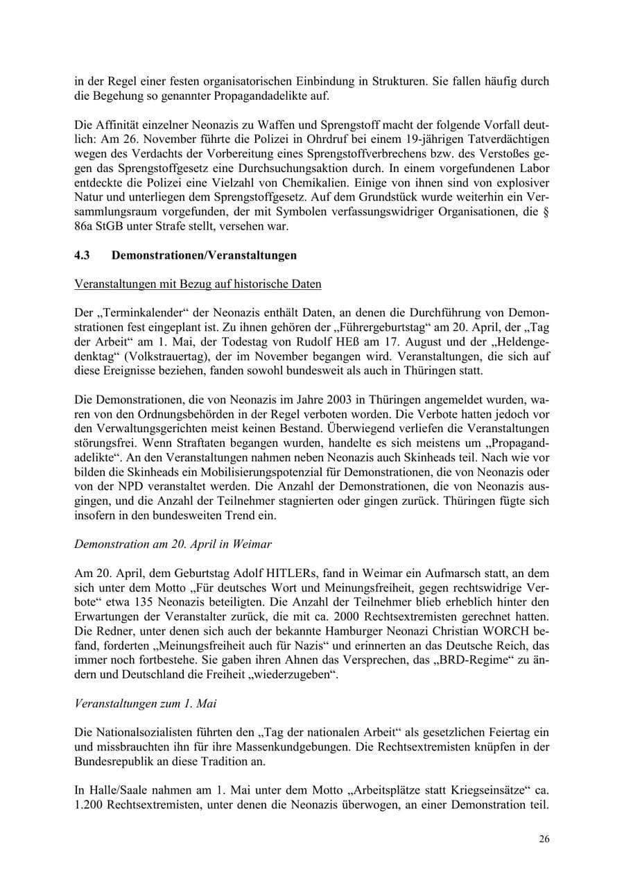 Seite 26 des Verfassungsschutzbericht 2003 Thüringen