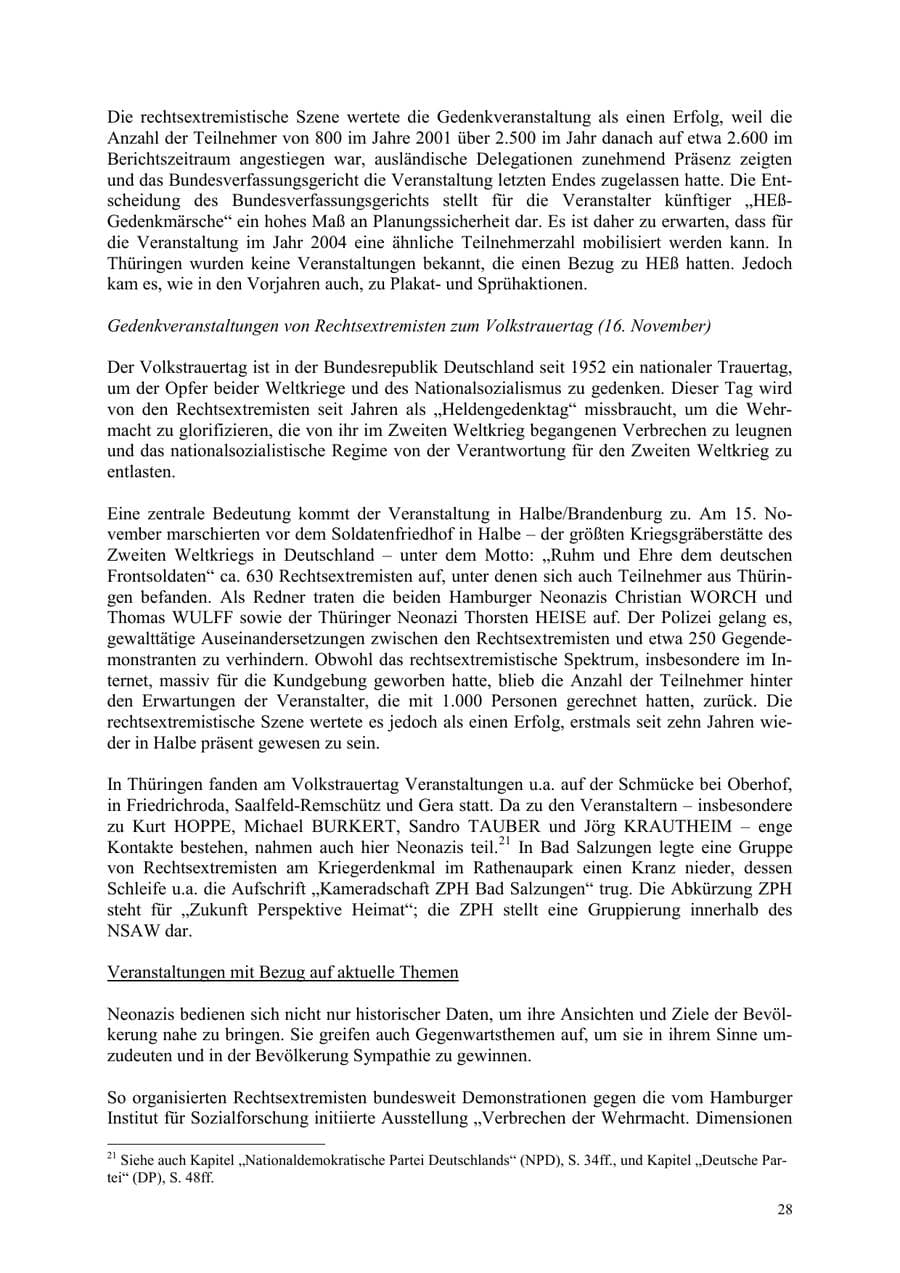 Seite 28 des Verfassungsschutzbericht 2003 Thüringen