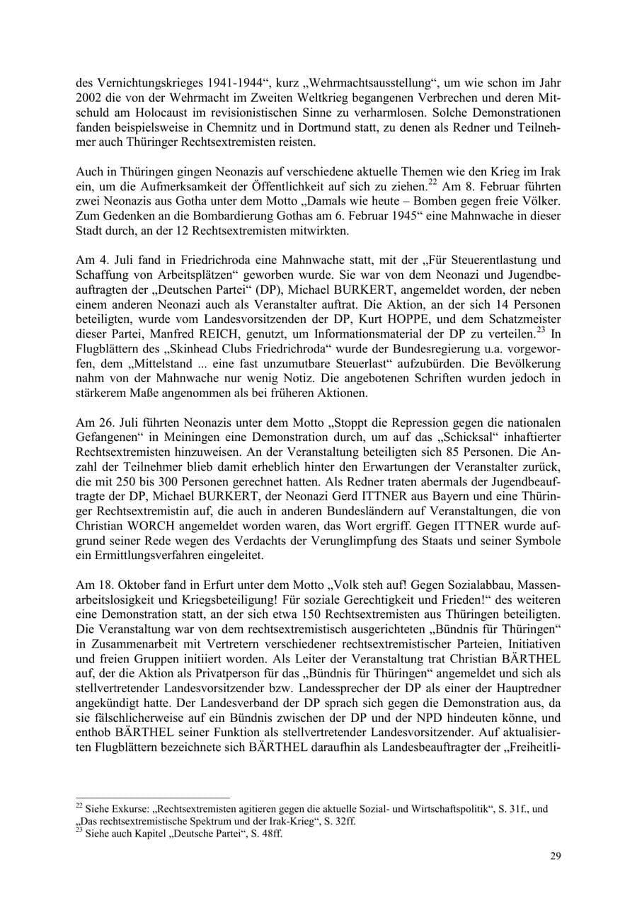 Seite 29 des Verfassungsschutzbericht 2003 Thüringen