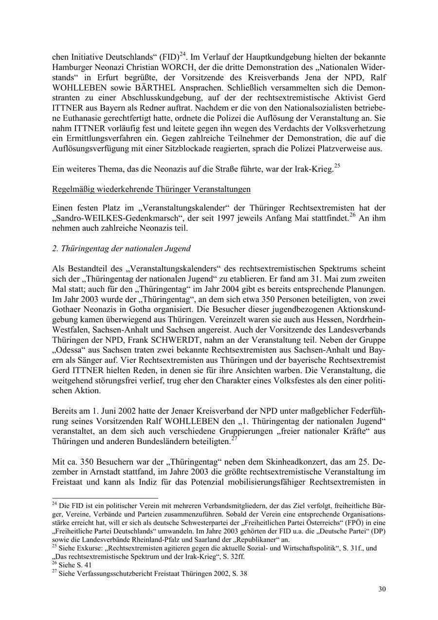 Seite 30 des Verfassungsschutzbericht 2003 Thüringen