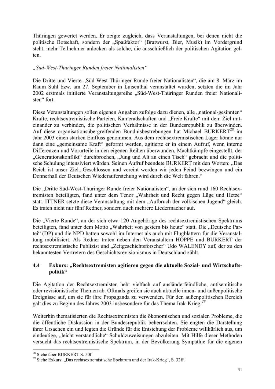Seite 31 des Verfassungsschutzbericht 2003 Thüringen