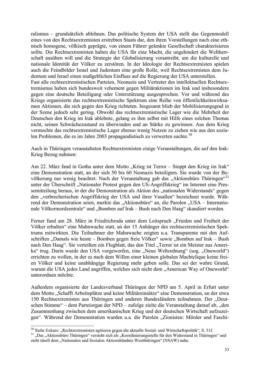 Seite 33 des Verfassungsschutzbericht 2003 Thüringen