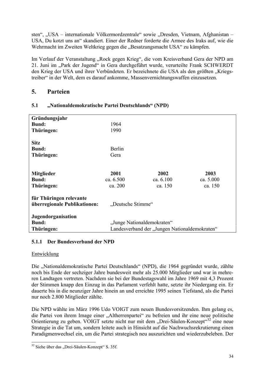 Seite 34 des Verfassungsschutzbericht 2003 Thüringen